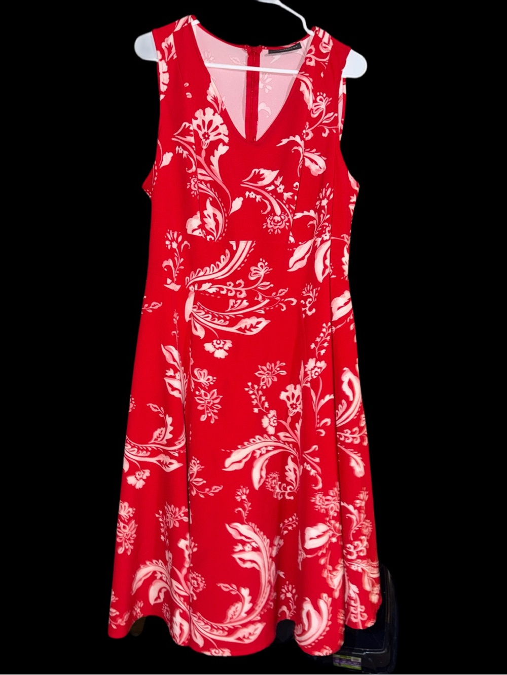 Lane Bryant Red and White Sleeveless Floral Fit-and-Flare Dress